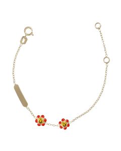 bracciale targa con fiori smaltati