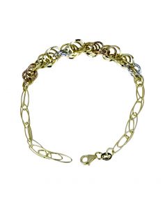 bracciale catena a scalare con maglie tonde e  ovali lucide  largo max 10 mm.