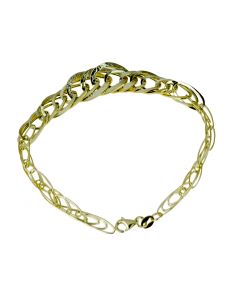 bracciale catena a scalare con maglie ovali lucide e lavorate  