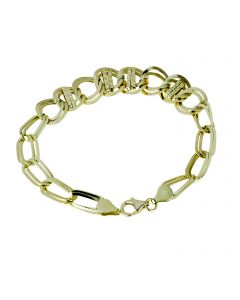 bracciale catena a scalare con maglie ovali lucide e lavorate 