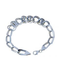 bracciale catena a scalare con maglie ovali e tonde lucide e lavorate 