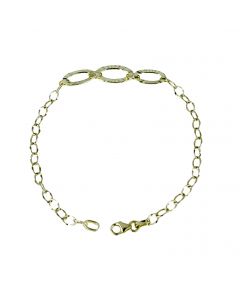 bracciale catena a scalare con maglie ovali lavorate  largo max 10 mm.