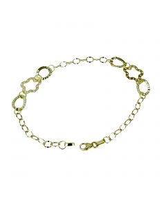 bracciale catena a scalare con maglie a fiore e ovali lavorate  largo max 13 mm.