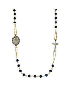 catenina rosario girocollo con grani in spinello nero cm.45 