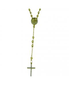 catenina rosario cm.45 con madonna miracolosa e croce con zirconi e sfere lavorate 