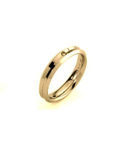 fede corona slim Unoaerre in oro giallo con diamante 0,01ct. larga 3mm.