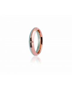 fede eterna Unoaerre in  oro bianco e rosa 3diam.ct 0.01 larga 4mm.