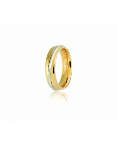 fede saturno Unoaerre in oro bianco e giallo con 1 diam.0.01ct larga 5mm.